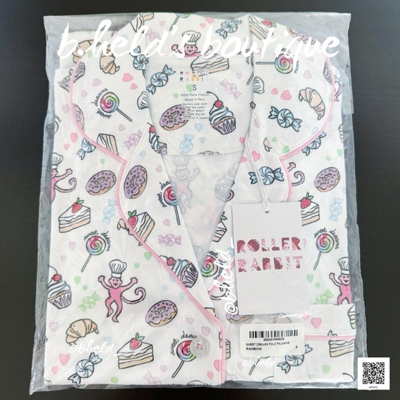 Roller Rabbit Sweet Dreams Polo Pajamas in Rainbow Size Small S Brand New NWT - Picture 12 of 13